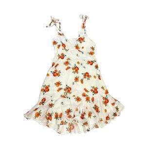 NWT Wild Fable White Orange Print Spaghetti Strap Ruffle Mini Dress- Size Medium